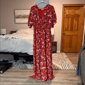 Pink Lily Red Floral Maxi Dress